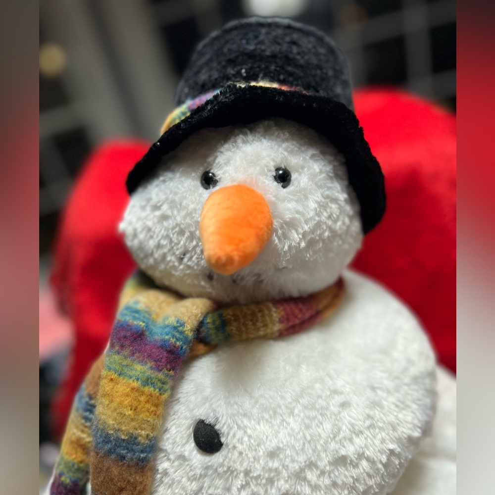 Russ Berrie & Co Snowball Christmas Snowman Plush Stuffed Toy 15"H Gently Used